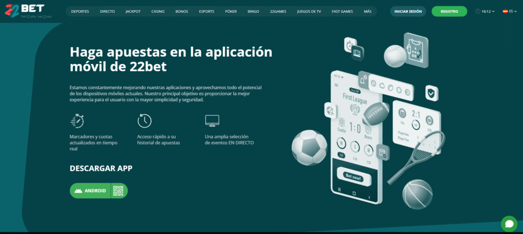 Activar el código promocional desde el móvil 22 bet